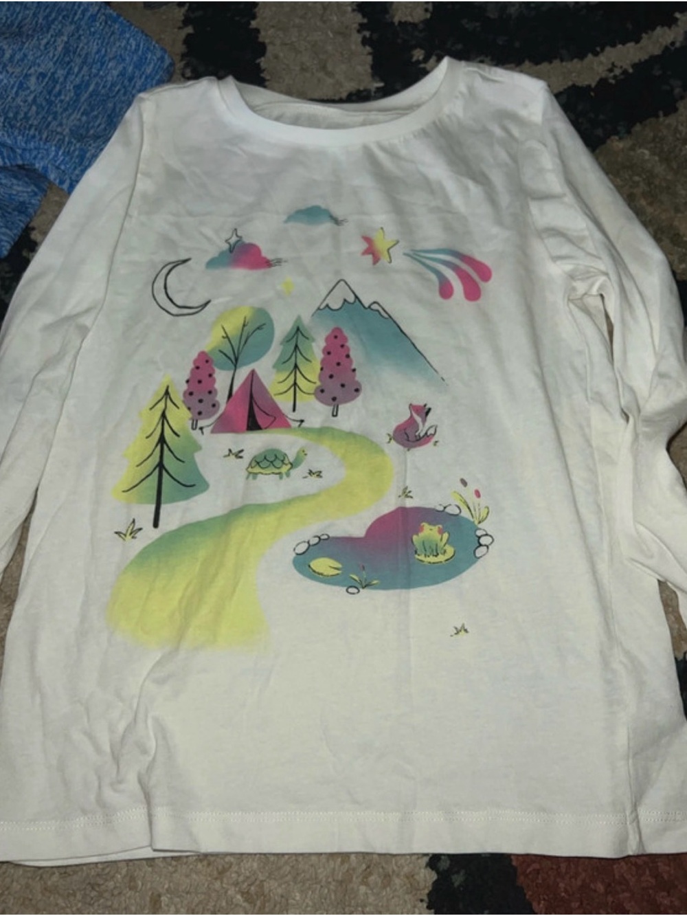 Carter's White Long Sleeve Tee with Pastel Camping Illustration